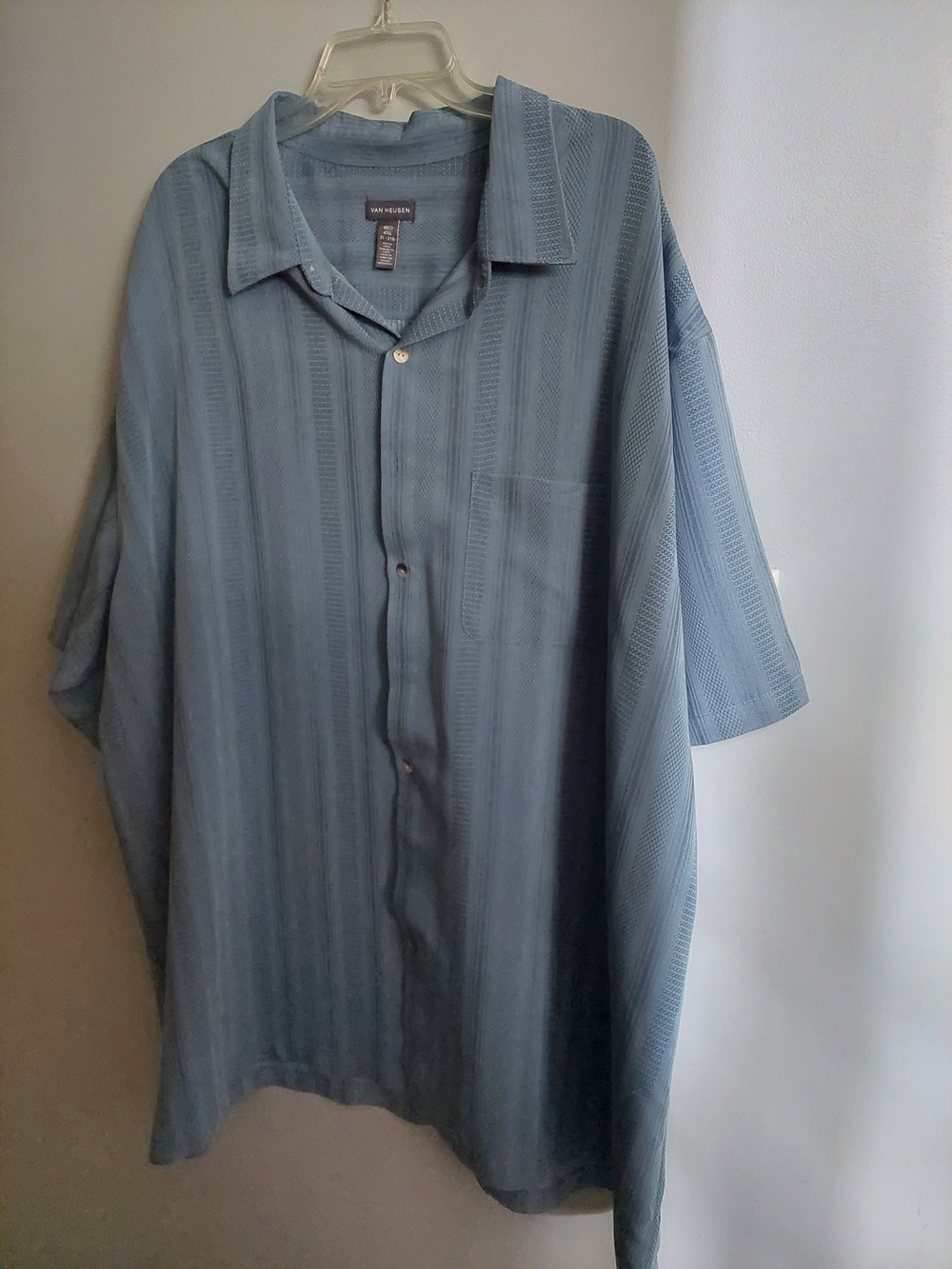 Van Heusen Light Blue Short Sleeve Button-Down Shirt 4XLT